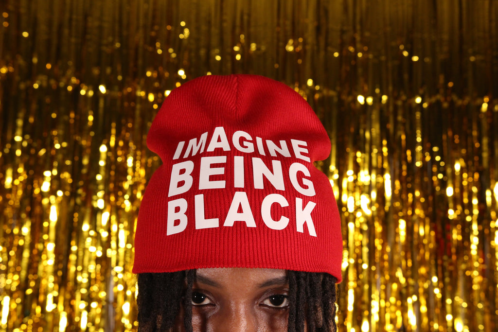 IMAGINE BEING BLACK Cherry Red Beanie