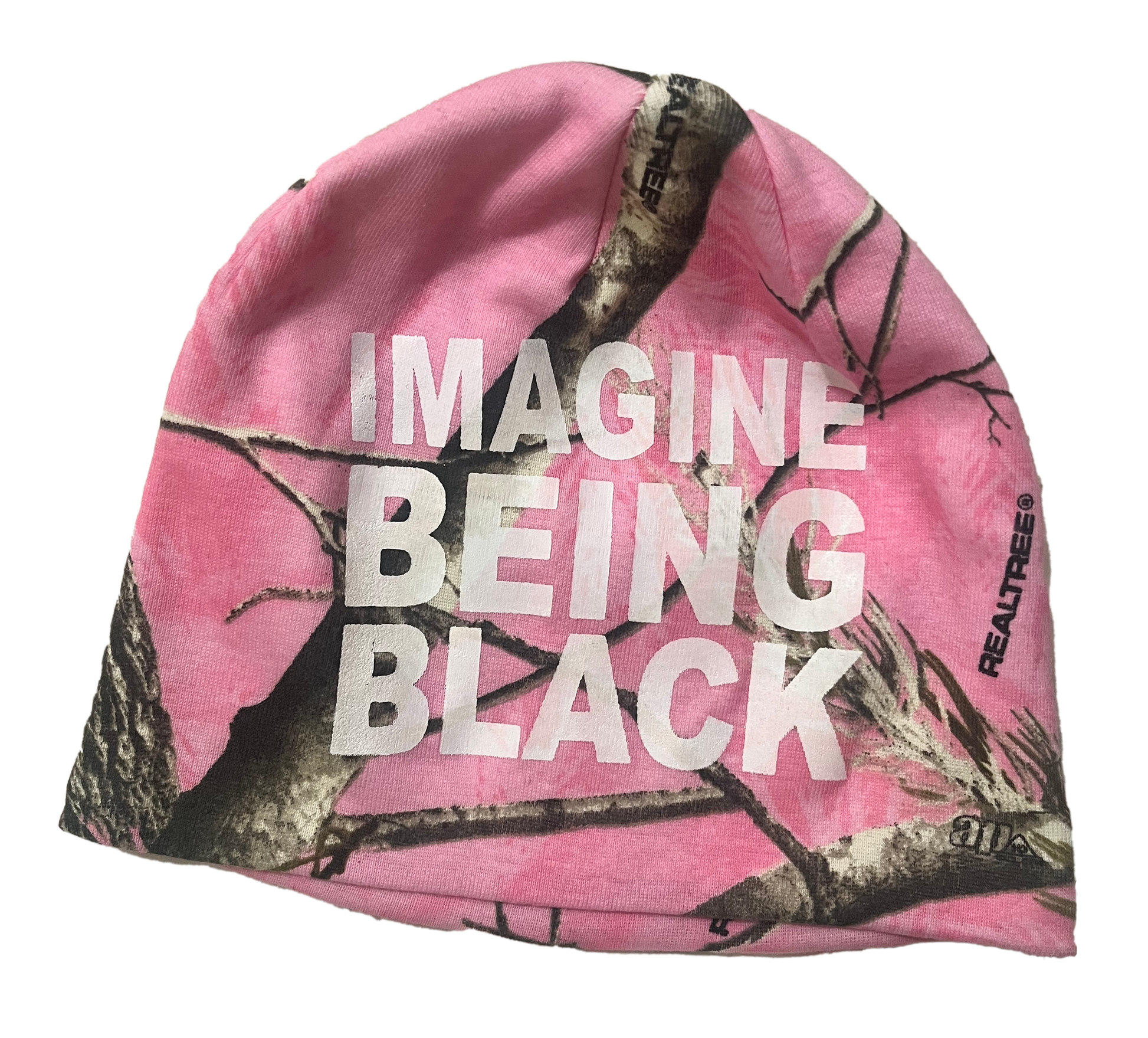 IMAGINE BEING BLACK Pink Real Tree Beanie