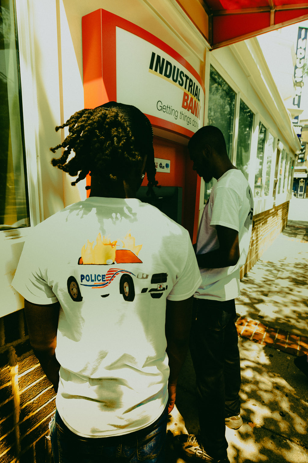 Flaming Cop Car White T