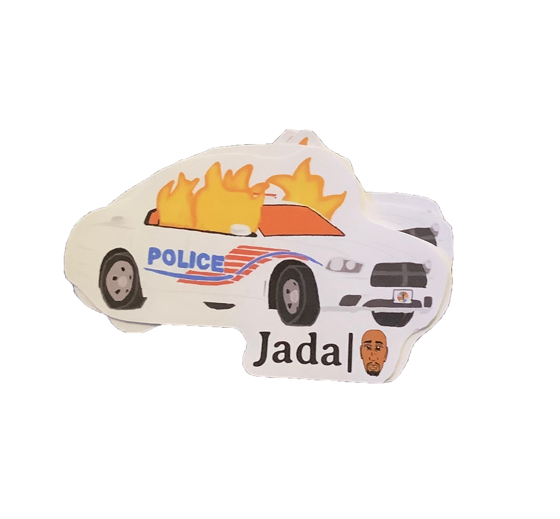 Flaming Cop Car Sticker